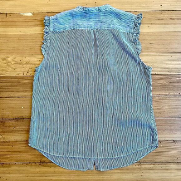 J. Crew linen blend ruffle sleeveless top. Size 0. - Picture 2 of 8